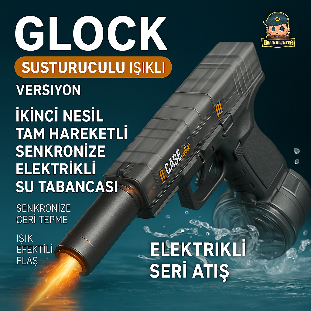 Işıklı ve Susturuculu Glock Su Tabancası