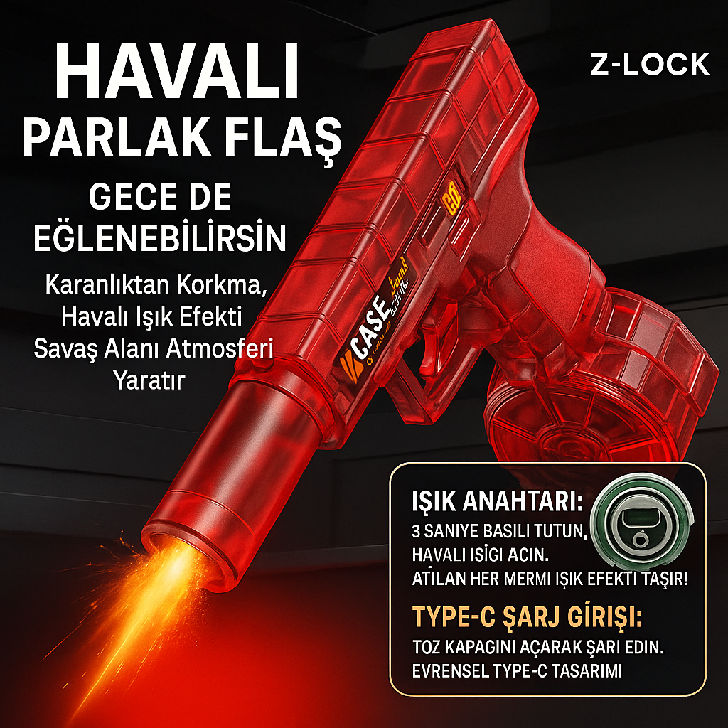 Işıklı ve Susturuculu Glock Su Tabancası
